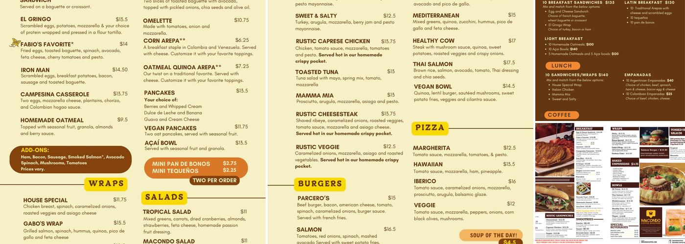 Macondo Coffee Roasters - Wesley Chapel Menu