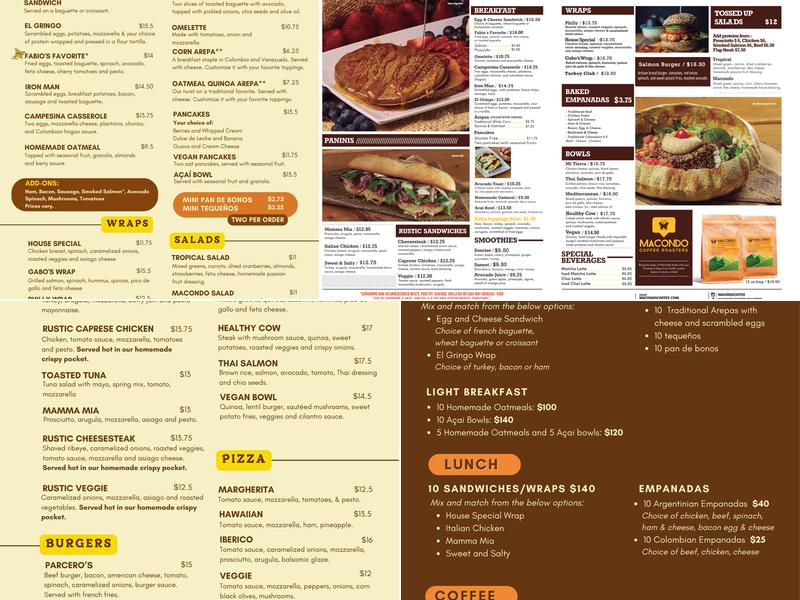 Macondo Coffee Roasters - Wesley Chapel Menu
