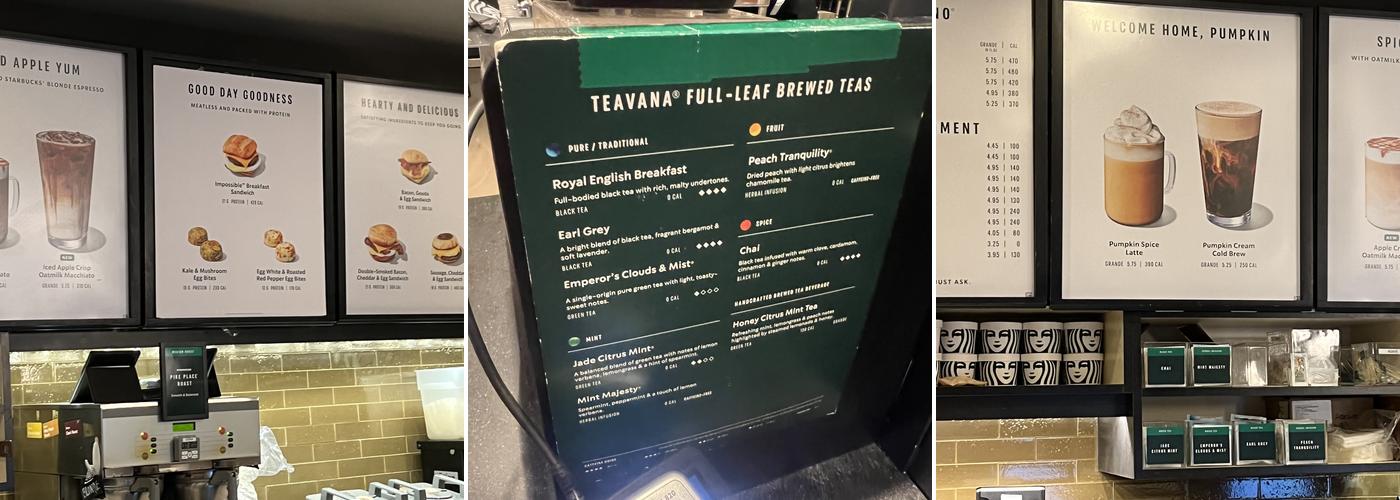 Starbucks Coffee Company Menu