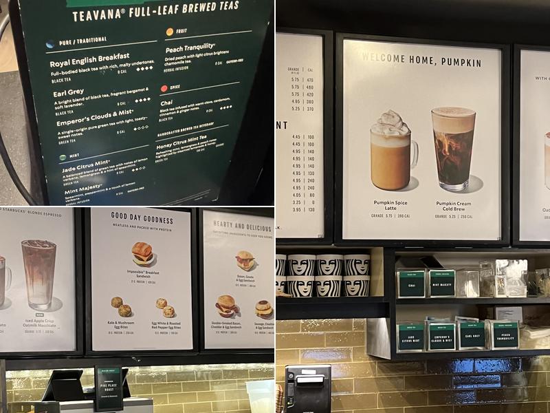 Starbucks Coffee Company Menu