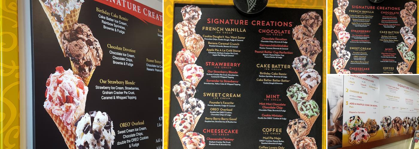 Cold Stone Creamery Menu