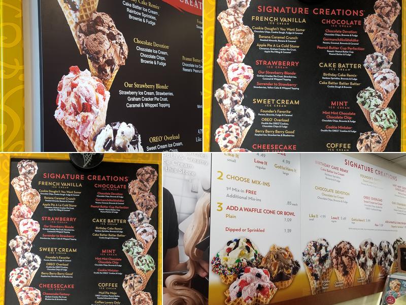 Cold Stone Creamery Menu