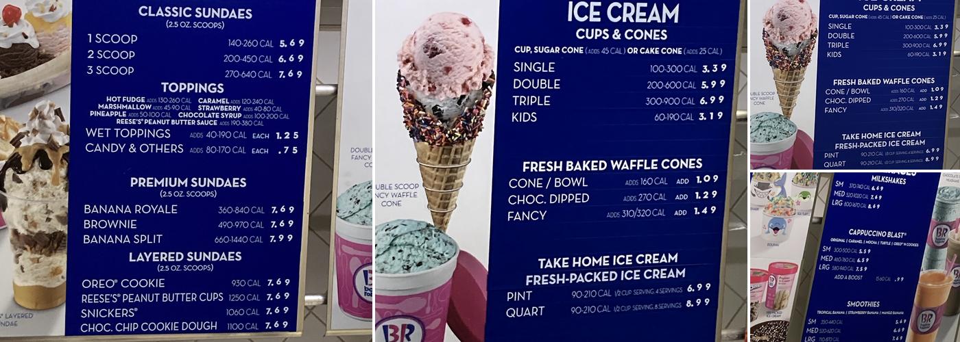 Baskin-Robbins Menu