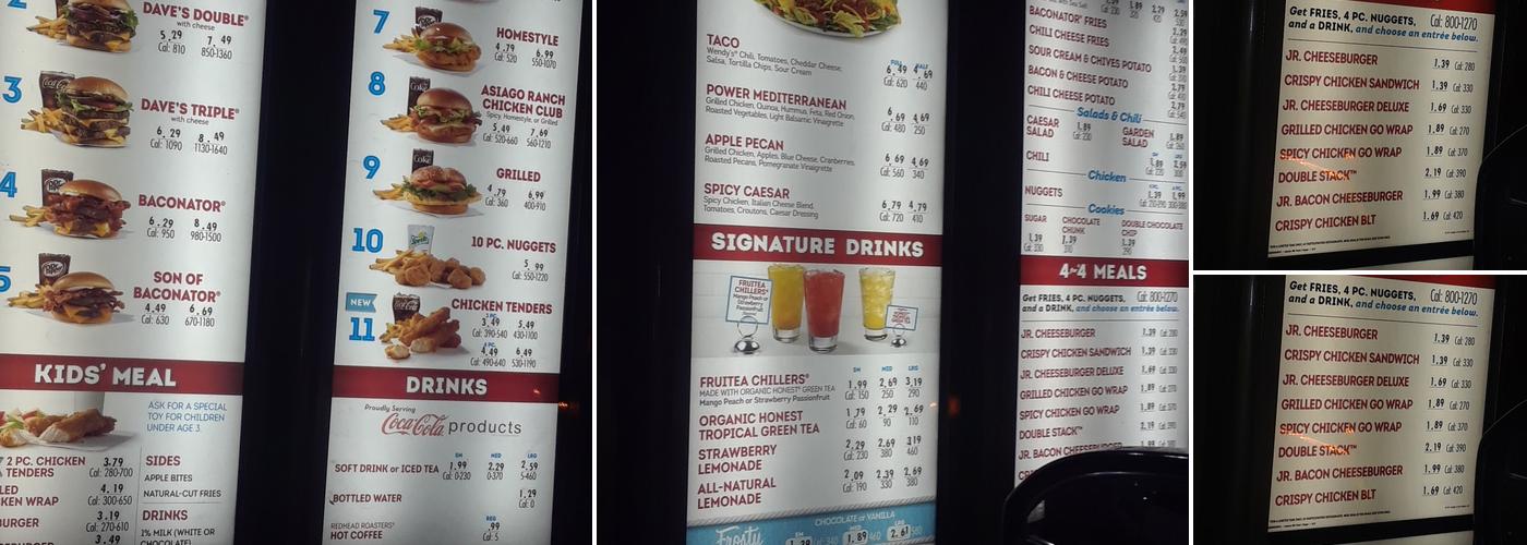 Wendy's Menu