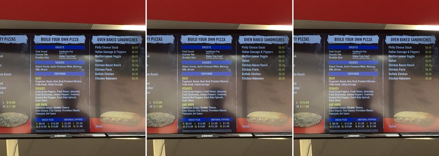 Domino's Pizza Menu