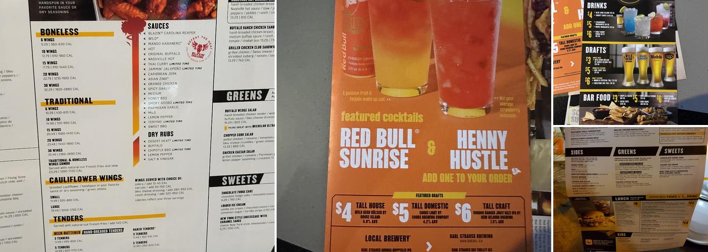 Buffalo Wild Wings Menu