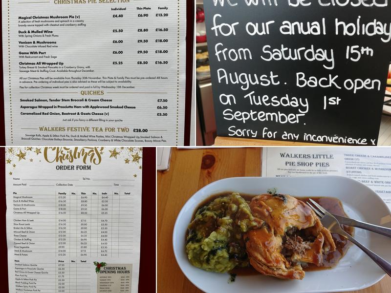 Walkers Little Pie Shop Menu