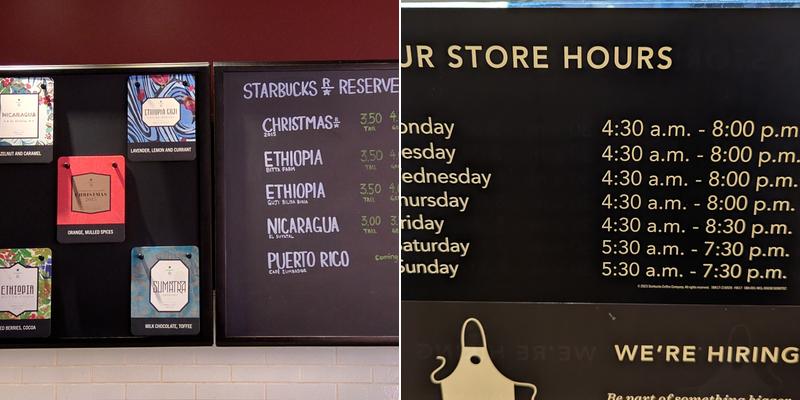 Starbucks Coffee Company Menu
