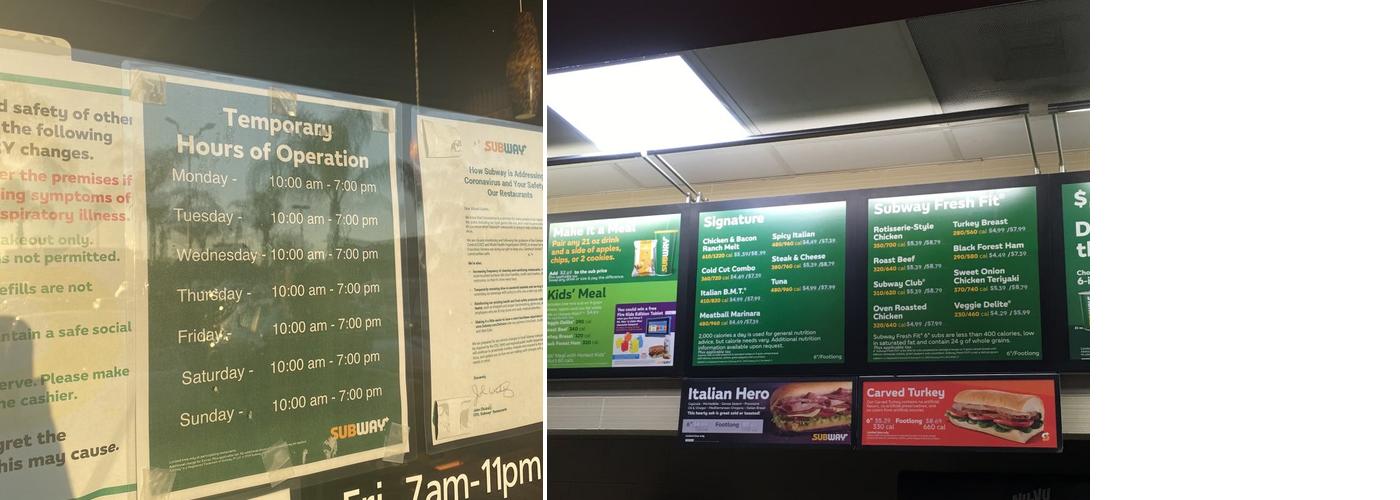 Subway Menu