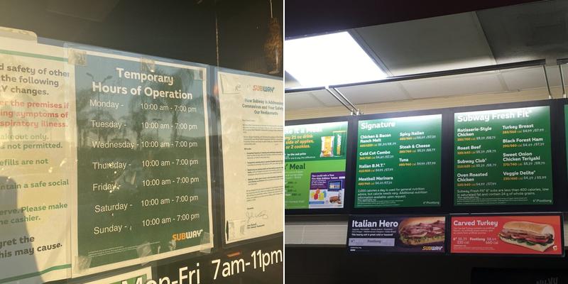 Subway Menu
