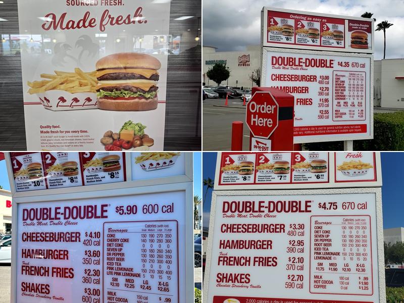 In-N-Out Burger Menu