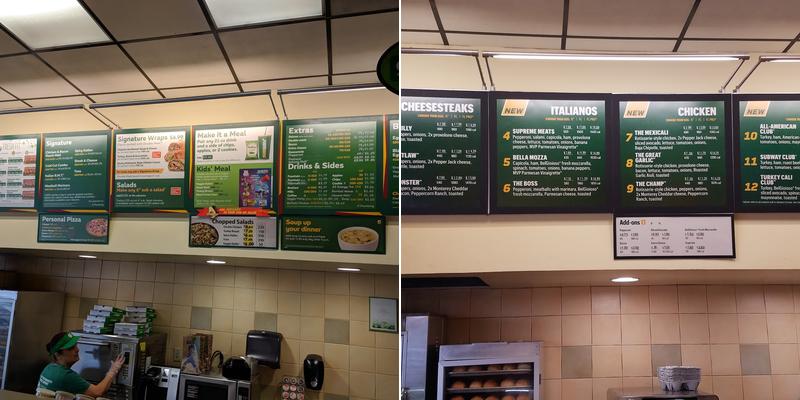 Subway Menu