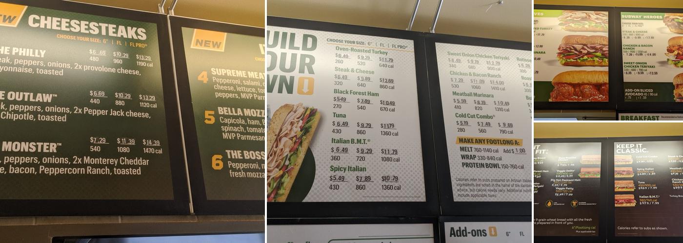 Subway Menu