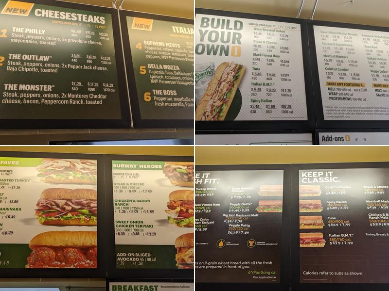Subway Menu