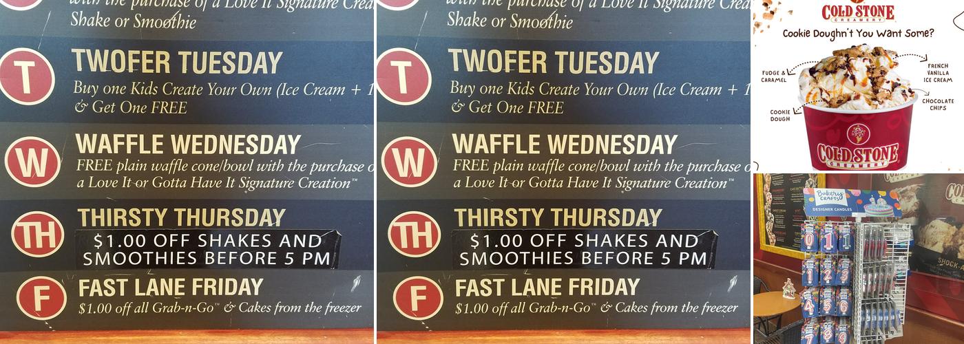 Cold Stone Creamery Menu