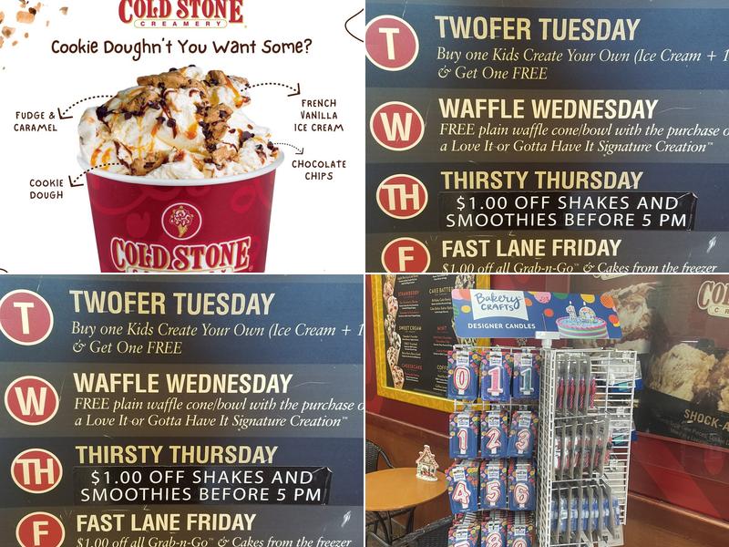 Cold Stone Creamery Menu