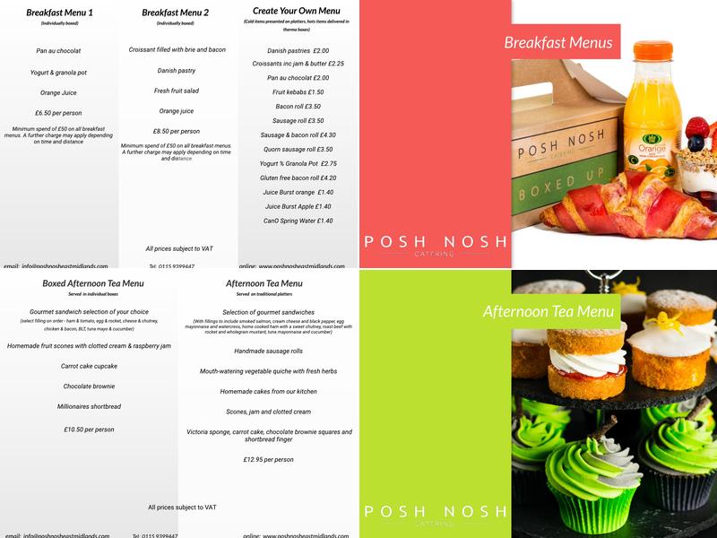 Posh Nosh (East Midlands) Ltd Menu