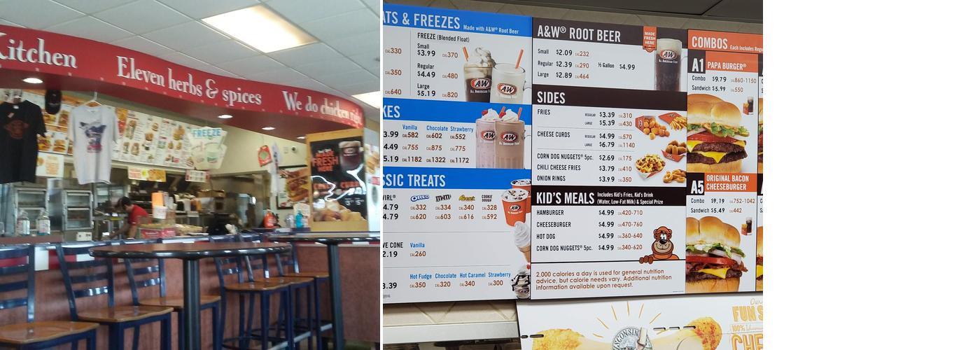 A&W Restaurant Menu