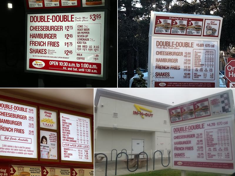 In-N-Out Burger Menu