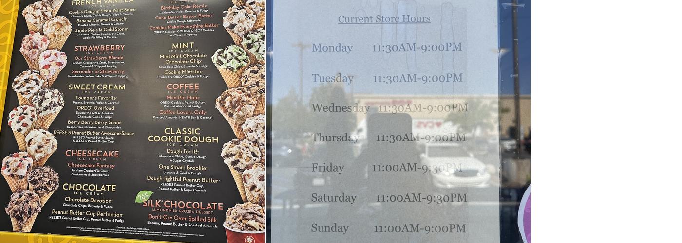 Cold Stone Creamery Menu