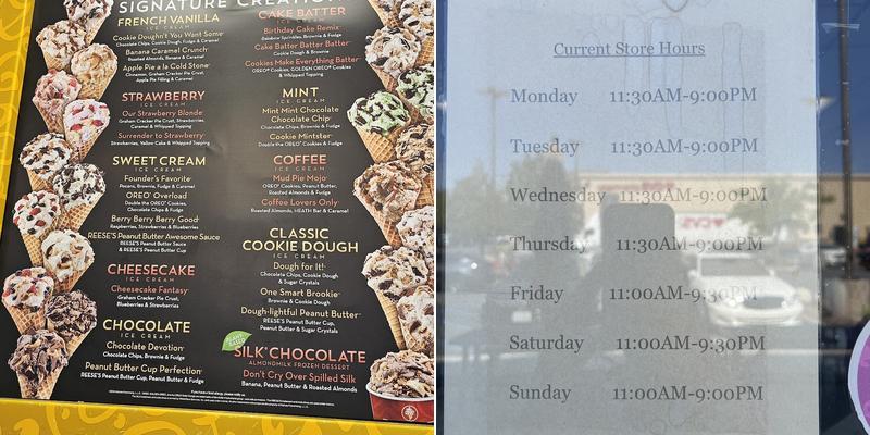 Cold Stone Creamery Menu