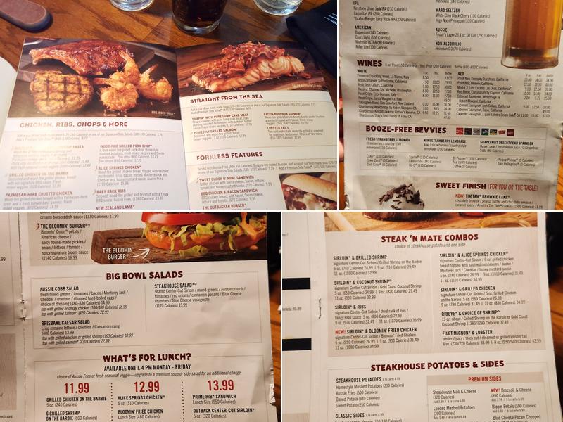Outback Steakhouse Menu