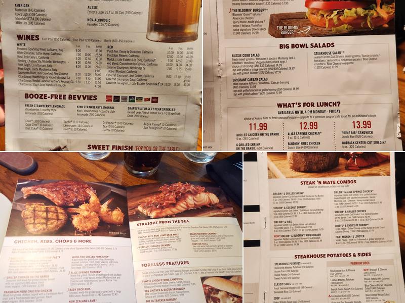Outback Steakhouse Menu