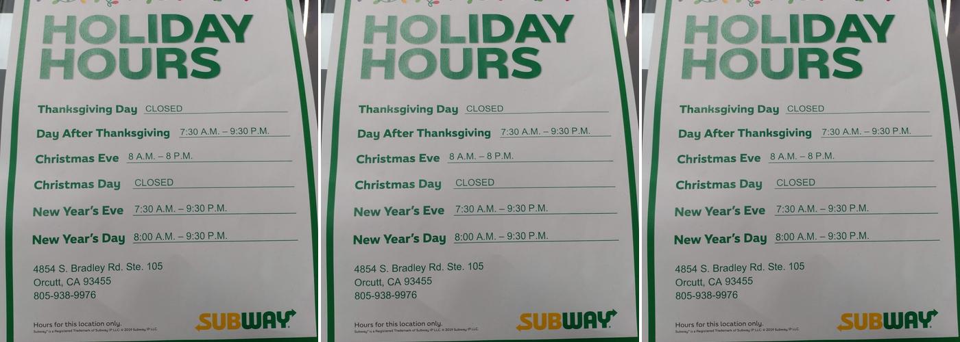 Subway Menu