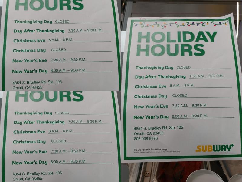 Subway Menu