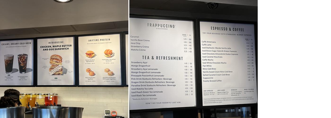 Starbucks Menu