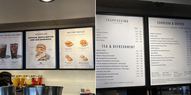 Starbucks Menu