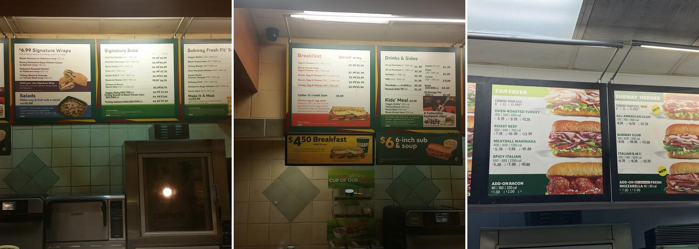 Subway Menu