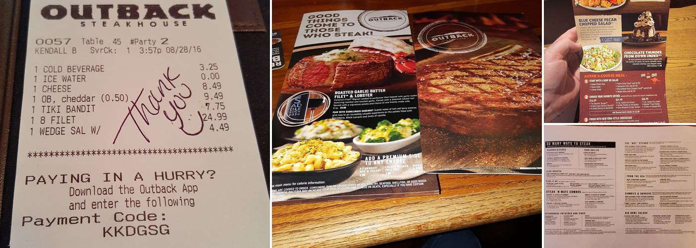 Outback Steakhouse Menu