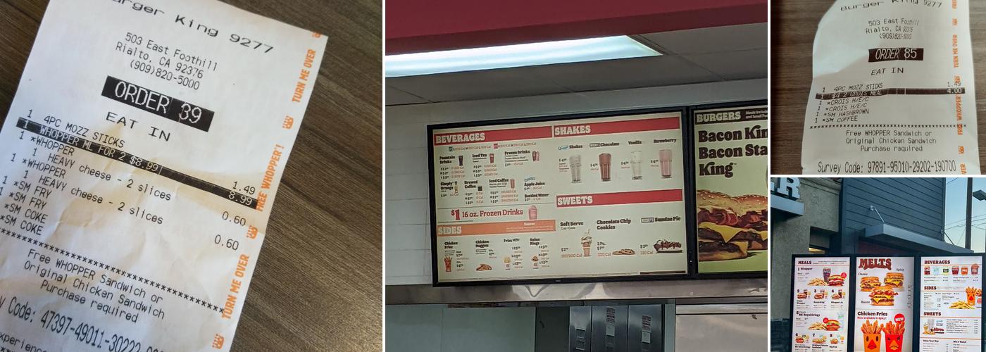 Burger King Menu