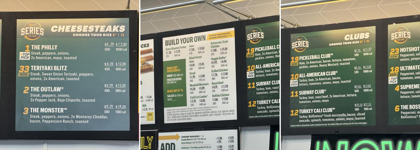 Subway Menu