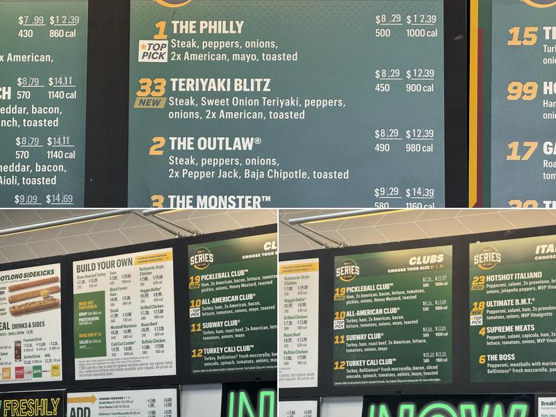 Subway Menu