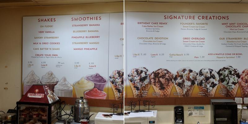 Cold Stone Creamery Menu