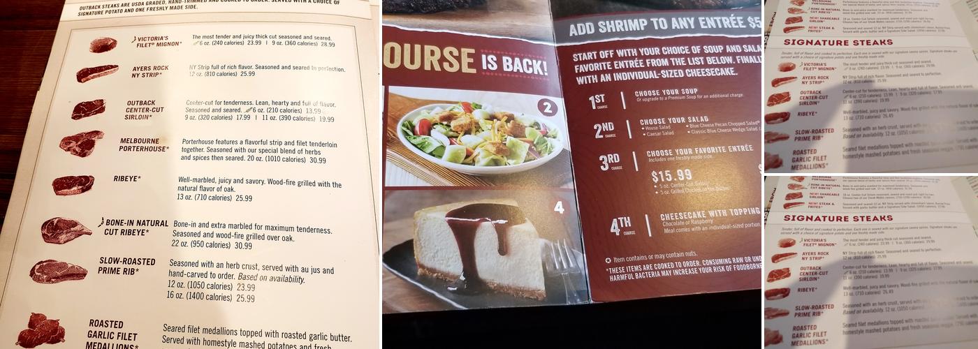 Outback Steakhouse Menu