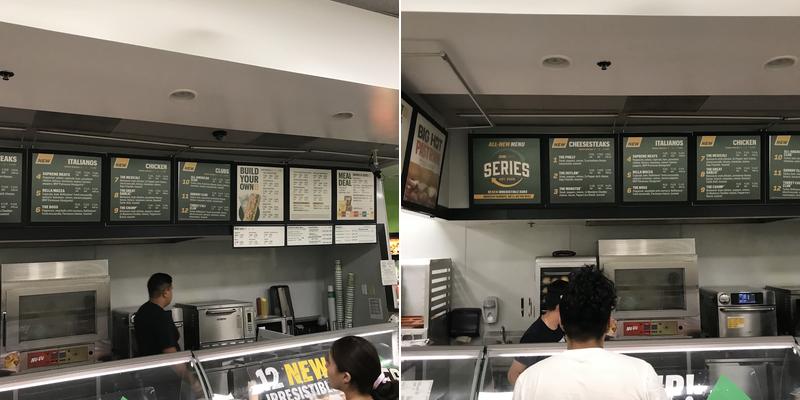 Subway Menu