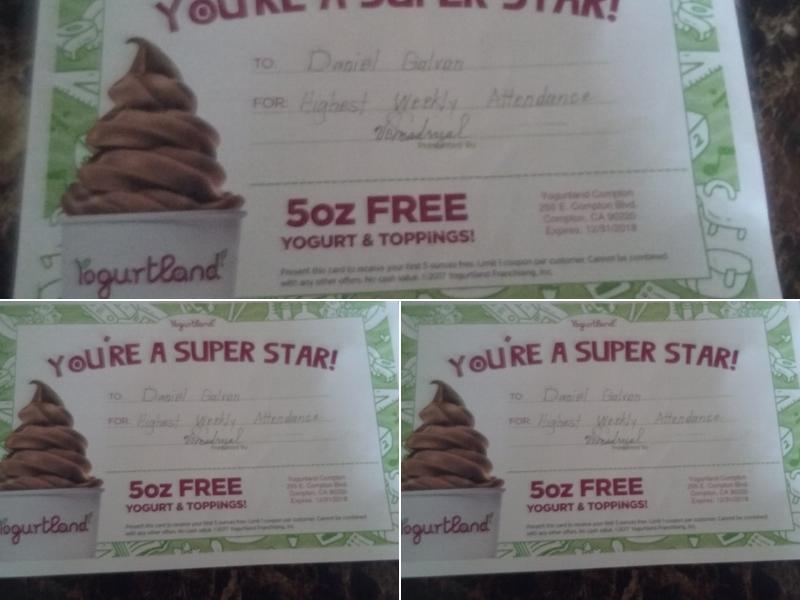 Yogurtland Compton Menu