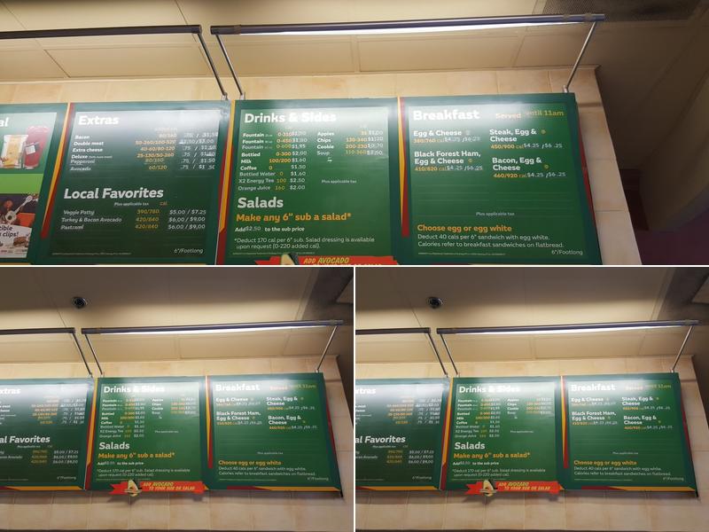 Subway Menu