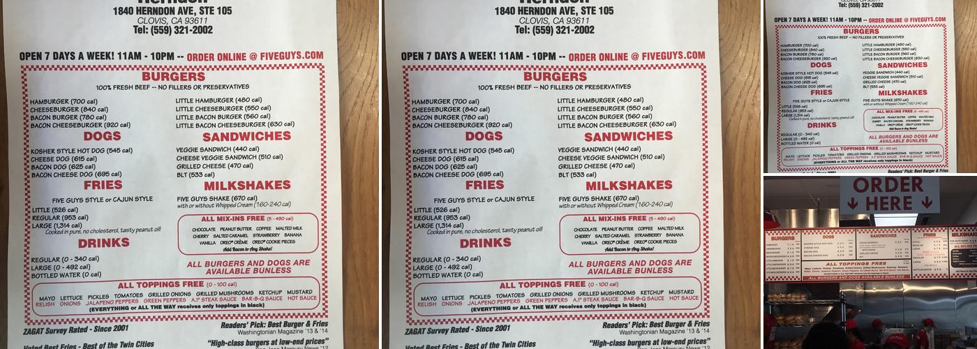 Five Guys Menu