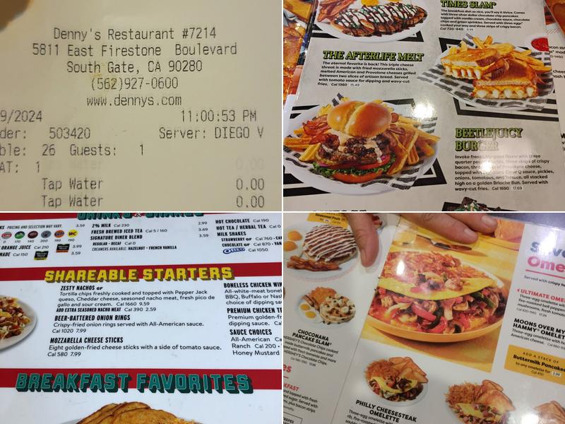 Denny's Restaurant Menu
