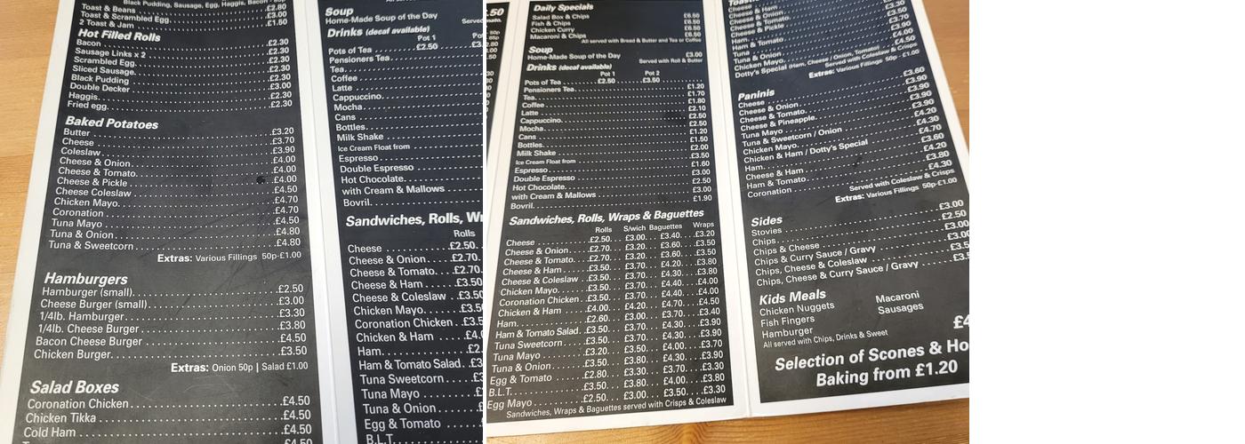 Dotty's Sandwich & Coffee Shop Menu