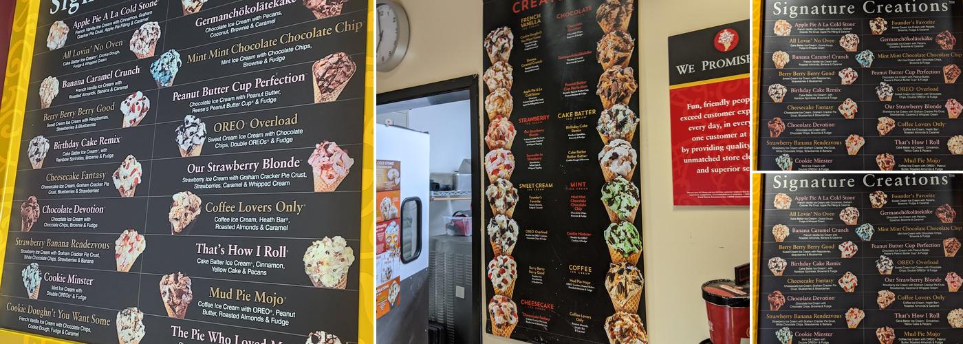 Cold Stone Creamery Menu