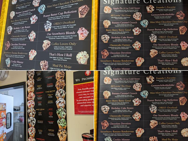 Cold Stone Creamery Menu