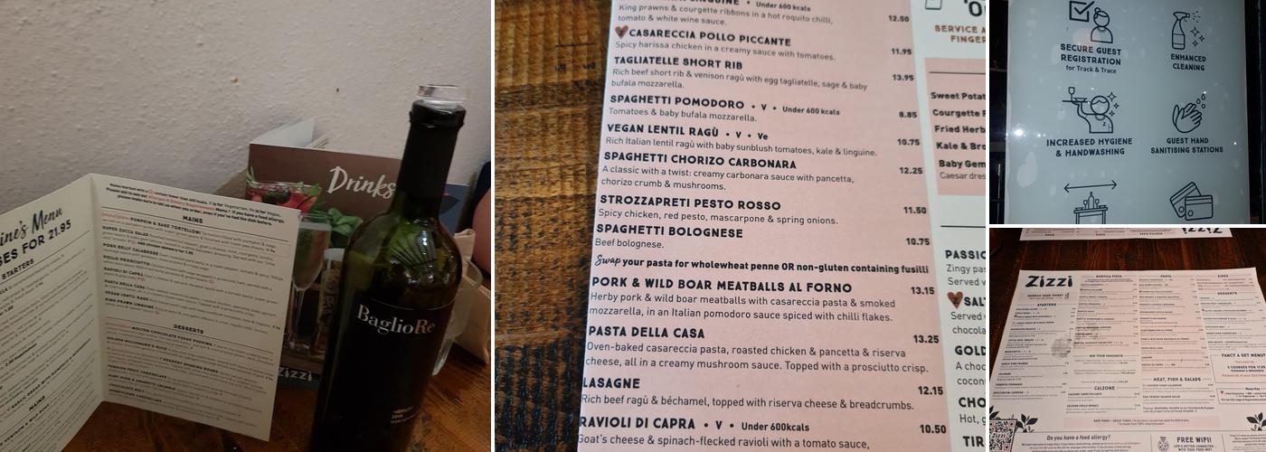 Zizzi Menu