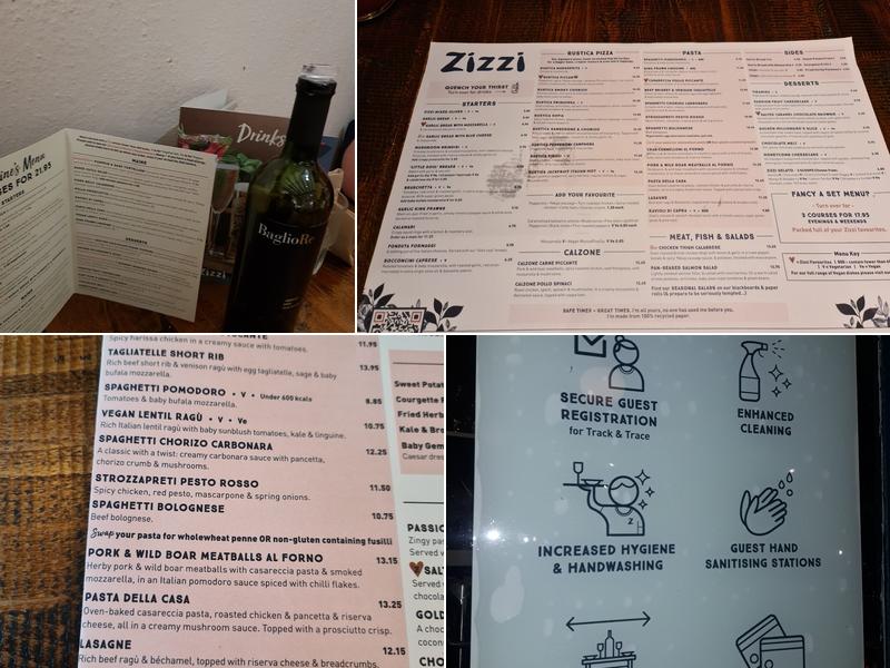Zizzi Menu