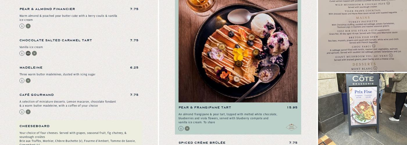 CÃ´te Brasserie - Bluewater Menu