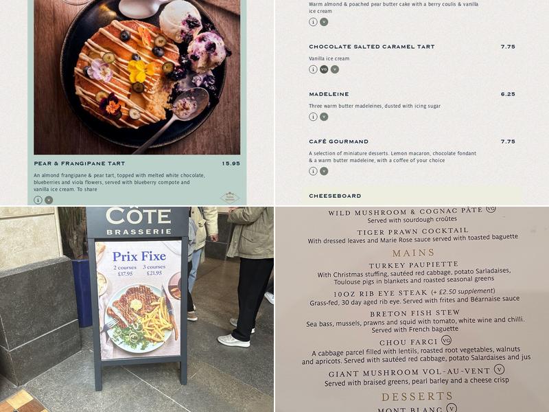 CÃ´te Brasserie - Bluewater Menu